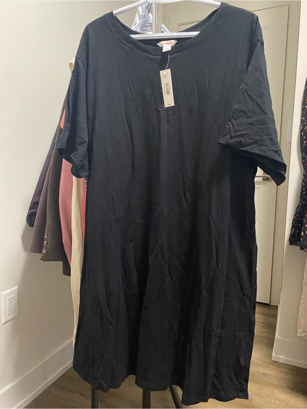 Joe Fresh Black Midi T-Shirt Dress